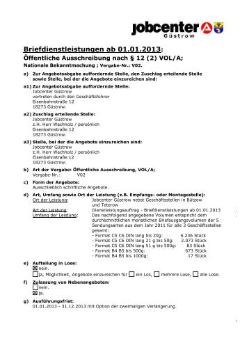 Briefdienstleistungen ab 01.01.2013 - Landkreis Rostock