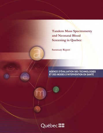 Tandem Mass Spectrometry and neonatal blood ... - INESSS