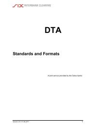 DTA Standards and Formats - SIX Interbank Clearing