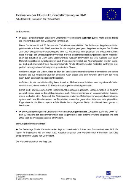 Evaluation zur Umsetzung der EU-Strukturfondsmittel im Rahmen ...