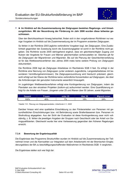 Evaluation zur Umsetzung der EU-Strukturfondsmittel im Rahmen ...