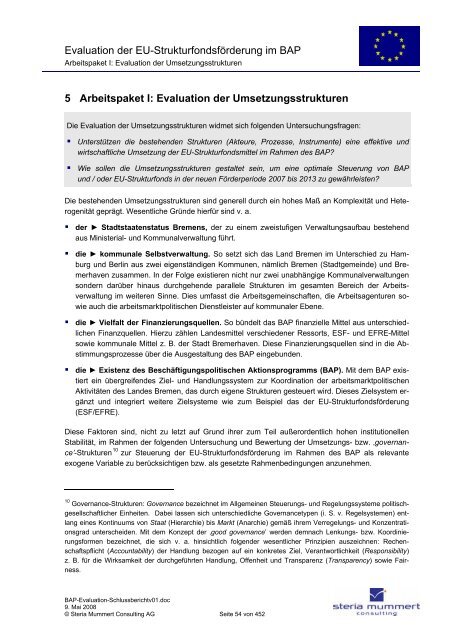 Evaluation zur Umsetzung der EU-Strukturfondsmittel im Rahmen ...