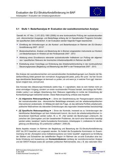 Evaluation zur Umsetzung der EU-Strukturfondsmittel im Rahmen ...