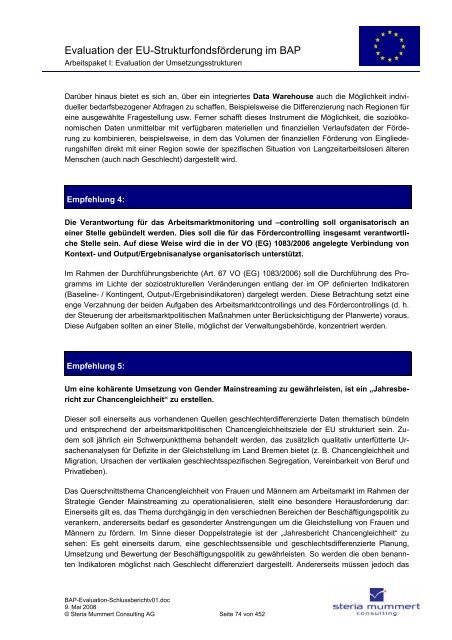 Evaluation zur Umsetzung der EU-Strukturfondsmittel im Rahmen ...