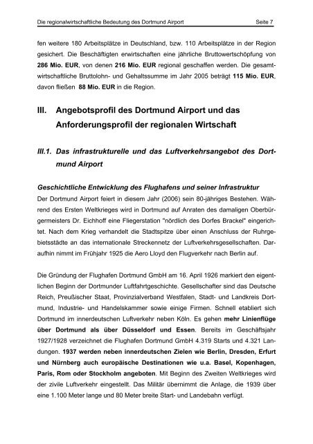 Die regionalwirtschaftliche Bedeutung des Dortmund Airport