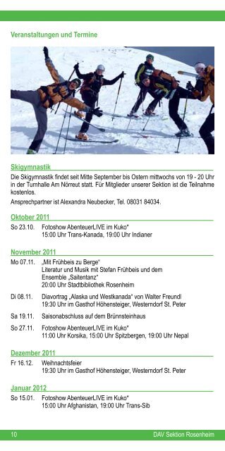 Veranstaltungs- und Kursprogramm - Sektion Rosenheim