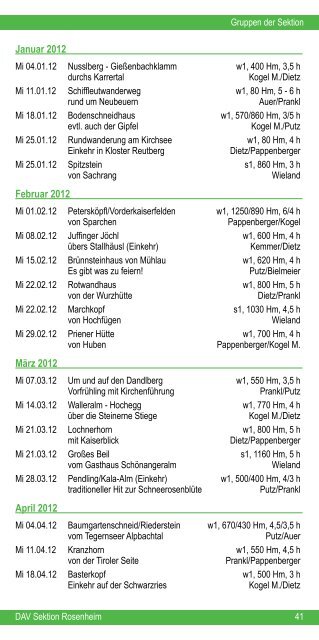 Veranstaltungs- und Kursprogramm - Sektion Rosenheim