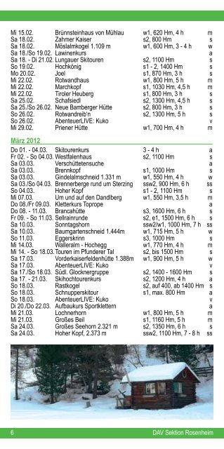 Veranstaltungs- und Kursprogramm - Sektion Rosenheim