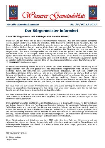 Nr. 25 / 07.12.2012 Der Bürgermeister informiert - Markt Winzer