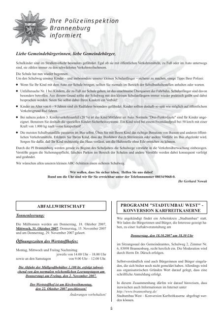 MITTEILUNGSBLATT DER GEMEINDE BRANNENBURG