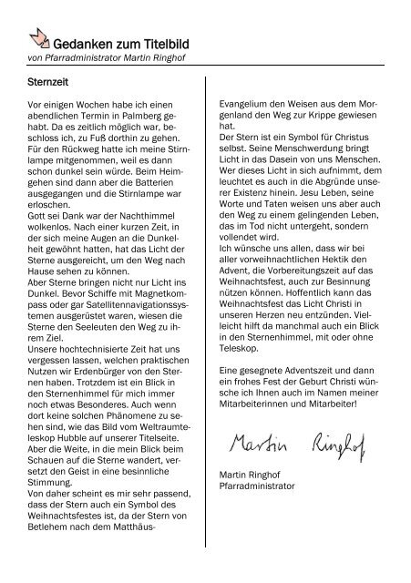 Pfarrbrief Advent/Weihnachten 2012 - Katholischer Pfarrverband ...