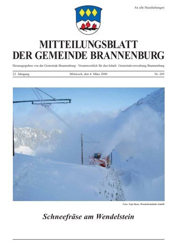 MITTEILUNGSBLATT DER GEMEINDE BRANNENBURG