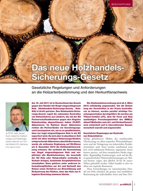 November-Ausgabe 2012 - Deutscher Forstverein