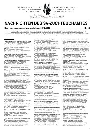 NACHRICHTEN DES SV-ZUCHTBUCHAMTES - Jaquenetta