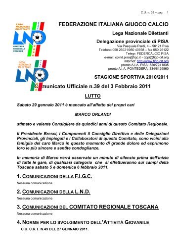 provvedimenti disciplinari - Figc - Comitato Regionale Toscana