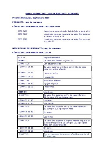 PERFIL DE MERCADO JUGO DE MANZANA ... - Chilealimentos