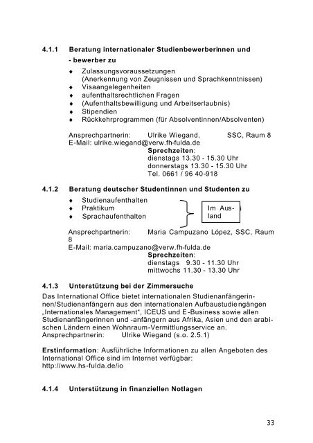 Winter 2006/07 Vorlesungsverzeichnis - Hochschule Fulda