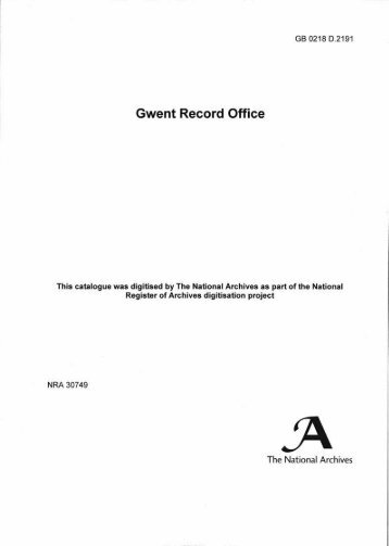 Gwent Record Office - The National Archives