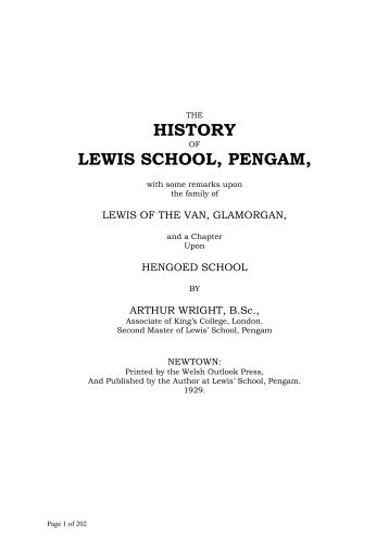 HISTORY LEWIS SCHOOL, PENGAM,