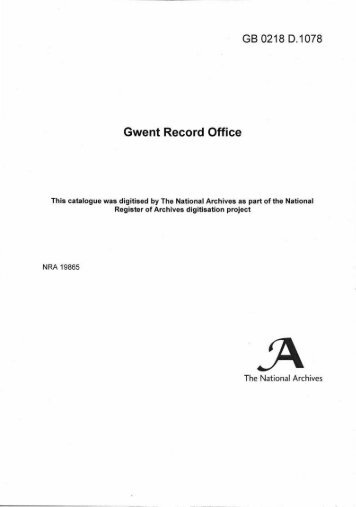 Gwent Record Office - The National Archives