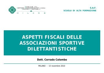 Aspetti fiscali delle associazioni sportive dilettantistiche - Ordine dei ...