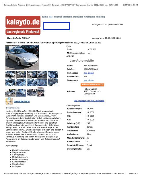 kalaydo.de Auto-Anzeigen & Gebrauchtwagen_ Porsche ... - mrrollins