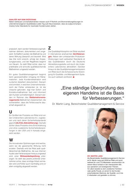 BeTop 2/2012 - Das Markenmagazin der Friedhelm Loh - Rittal