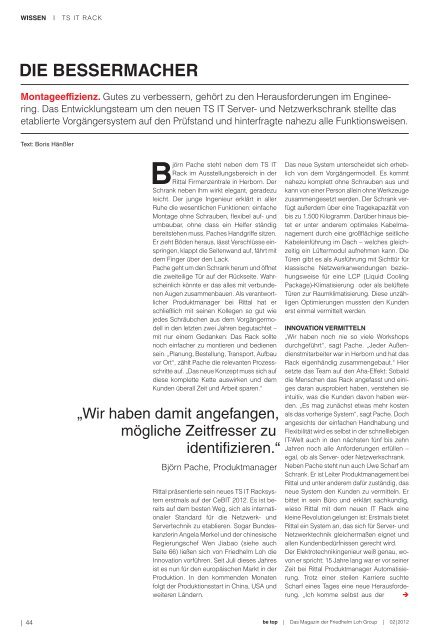 BeTop 2/2012 - Das Markenmagazin der Friedhelm Loh - Rittal