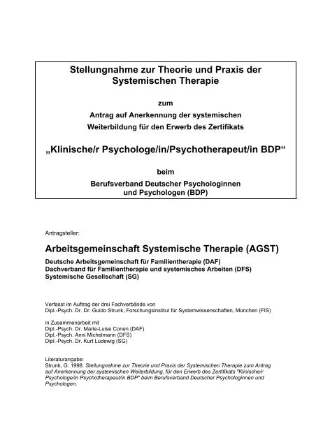Stellungnahme Zur Theorie Und Praxis Der Systemischen Therapie