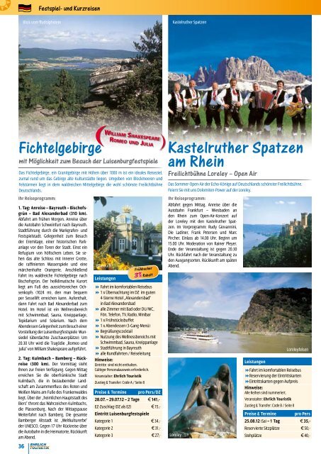 Jahresprogramm 2012 - Ehrlich Touristik