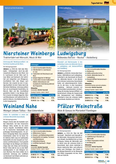 Jahresprogramm 2012 - Ehrlich Touristik