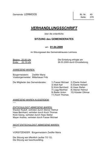 TAGESORDNUNG - Gemeinde Lermoos