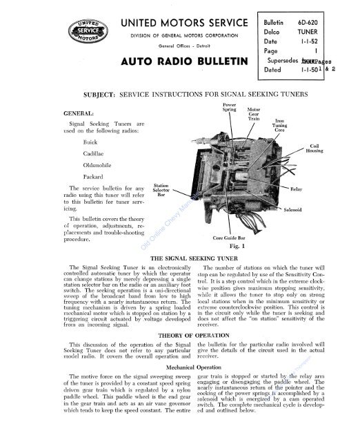 AUTO RADIO BULLETIN - Old Online Chevy Manuals