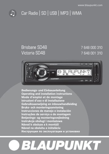 Car Radio SD USB MP3 WMA Brisbane SD48 Victoria ... - Blaupunkt