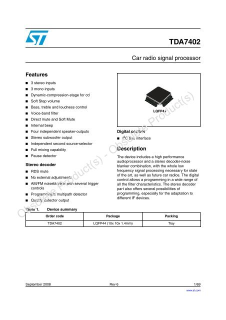 Car radio signal processor - STMicroelectronics