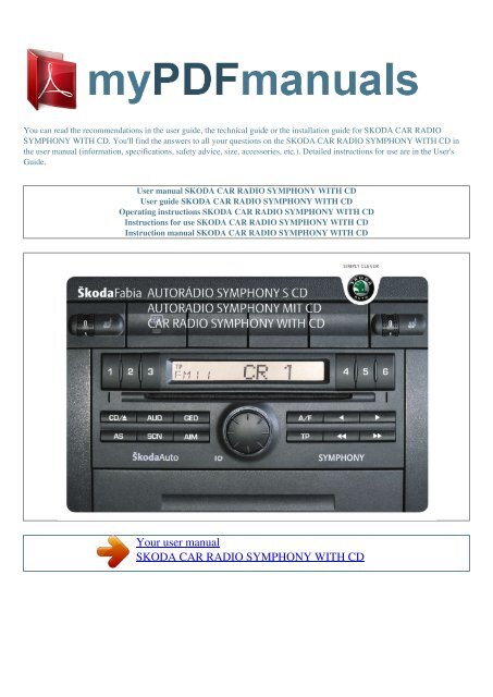 User manual SKODA CAR RADIO SYMPHONY WITH CD - 1