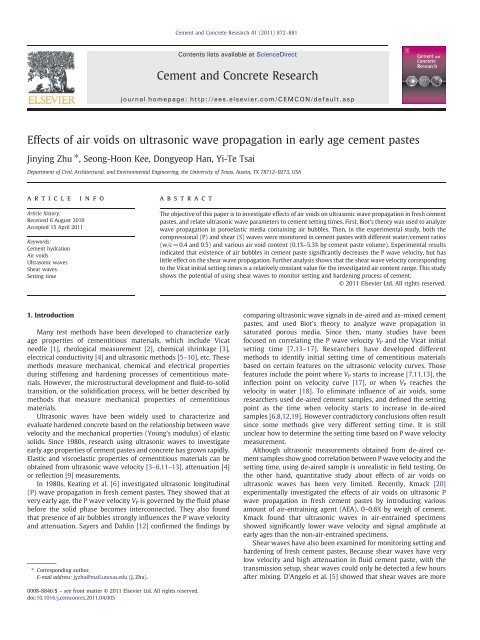 Effects of air voids on ultrasonic wave propagation in early age ...