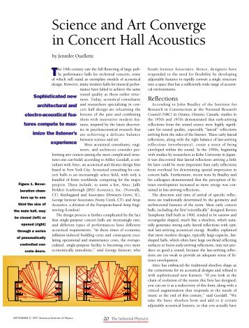 Science and Art Converge in Concert Hall Acoustics - American ...