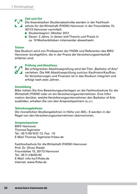 Bildungsprogramm 2012 - BWV Hannover