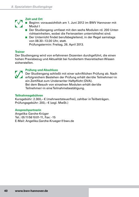 Bildungsprogramm 2012 - BWV Hannover