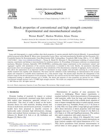 Shock properties of conventional and high strength concrete ...