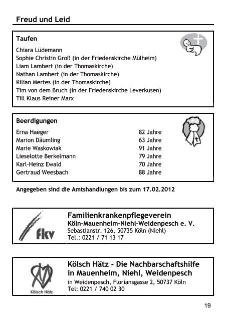 Aktuelle Informationen - Evangelische Kirche Niehl