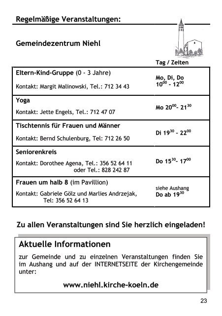 Aktuelle Informationen - Evangelische Kirche Niehl