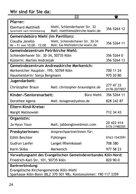 Aktuelle Informationen - Evangelische Kirche Niehl