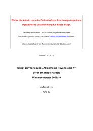 Skript zur Vorlesung „Allgemeine Psychologie 1“ - Fachschaft ...