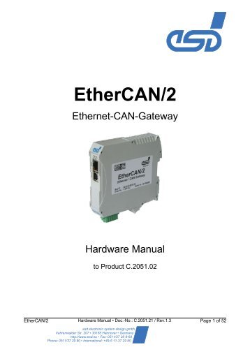 EtherCAN/2 Hardware Manual (PDF-File) - esd electronics, Inc.