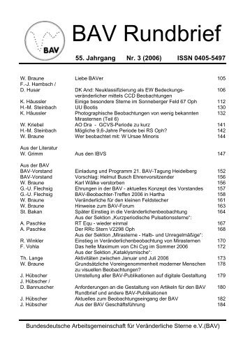 BAV Rundbrief - Bundesdeutsche Arbeitsgemeinschaft für ...