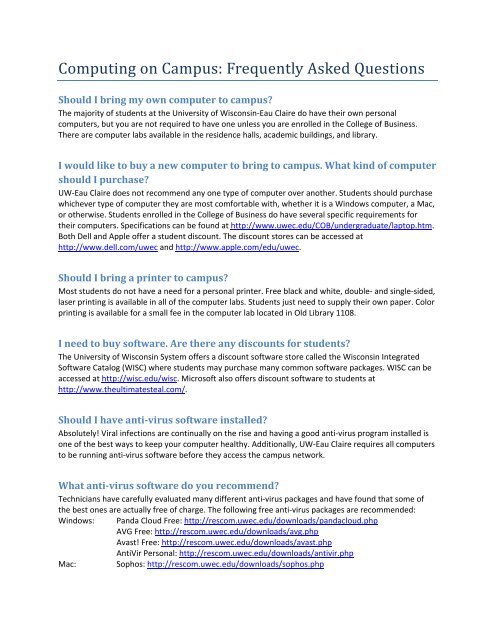 Frequently Asked Questions Rescom Help Desk University Of