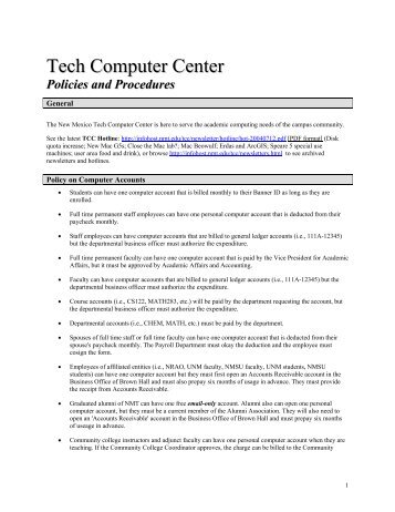 Tech Computer Center - New Mexico Tech