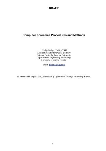 DRAFT Computer Forensics Procedures and Methods